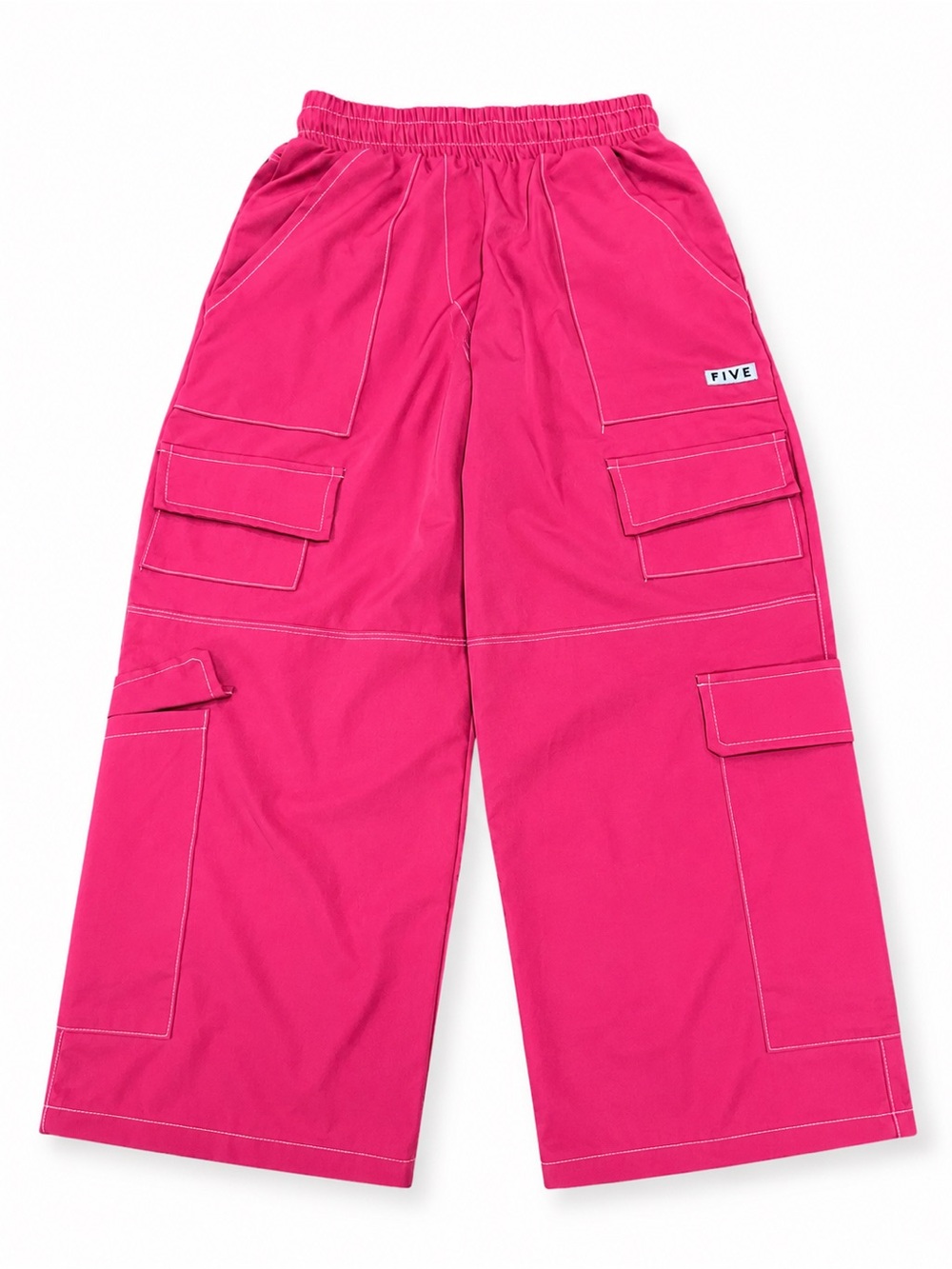 FIVE THE LABEL YXL Kids Cargo Wide-Leg Joggers in Hot Pink by FIVE